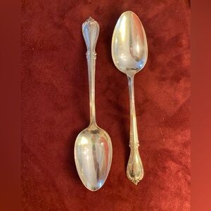 2 Silverplate Serving Spoons w/ H Monogram Wm Rogers Memory Pattern | 1960s